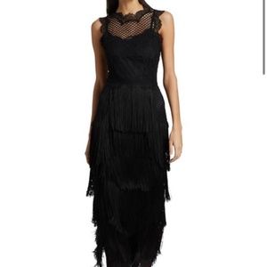 DOLCE & GABBANA Fringe Lace Sleeveless Cocktail Dress In Black